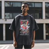 Mens Vintage T Shirt Printed Washed T-Shirt Men