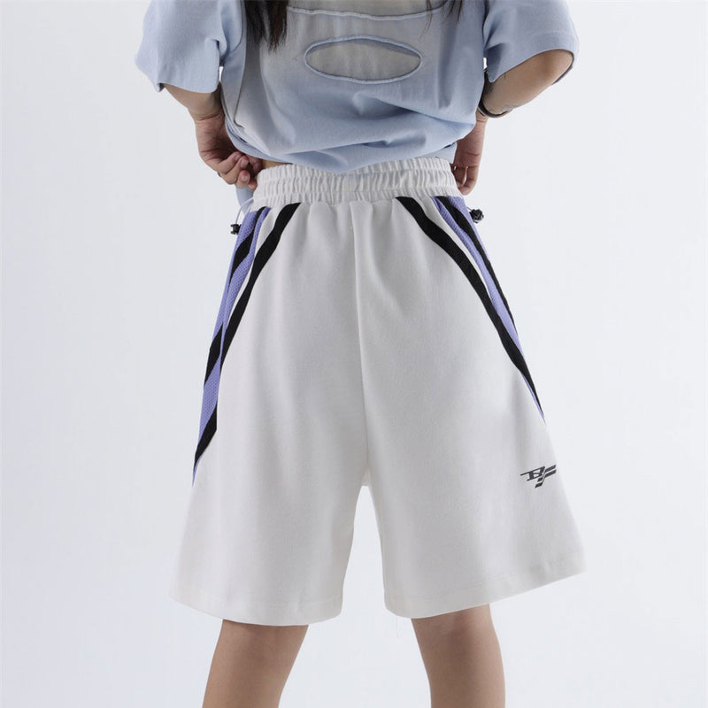 Men Shorts Color Matching Stitching Sports Shorts