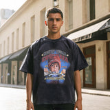 Mens Vintage T Shirt Printed Washed Old Short Sleeves