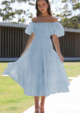 Women Dress 2 US Puff Sleeves for Holiday Show Thin and Long