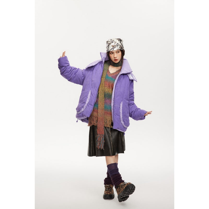 Unisex Coat College Style Stitching Winter Cotton Dress Thickened