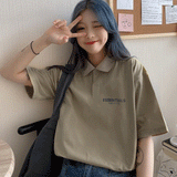 Fog Fear Of God Essentials T Shirt Double Line Polo Shirt Reflective Letter Short Sleeve Loose Couple