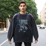 Mens Vintage Long Sleeve Shirt Autumn and Winter Hip Hop Wash Long Sleeve