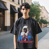 Mens Vintage T-Shirt Cartoon Printed Sleeve T-Shirt