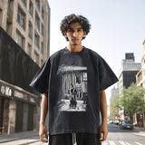 Mens Vintage T Shirt Printed Old Short Sleeve T-Shirt Men