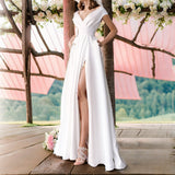 Bridesmaid Dresses Summer Sexy V-Neck Solid Color Dress