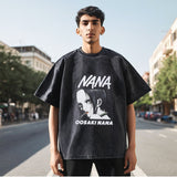 Mens Vintage T Shirt Printed Cotton Washed Short Sleeve