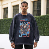 Mens Vintage Long Sleeve Shirt Vintage Cartoon Print