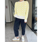 Women Work Business Casual Sweats Jacquard Knitted Sweater