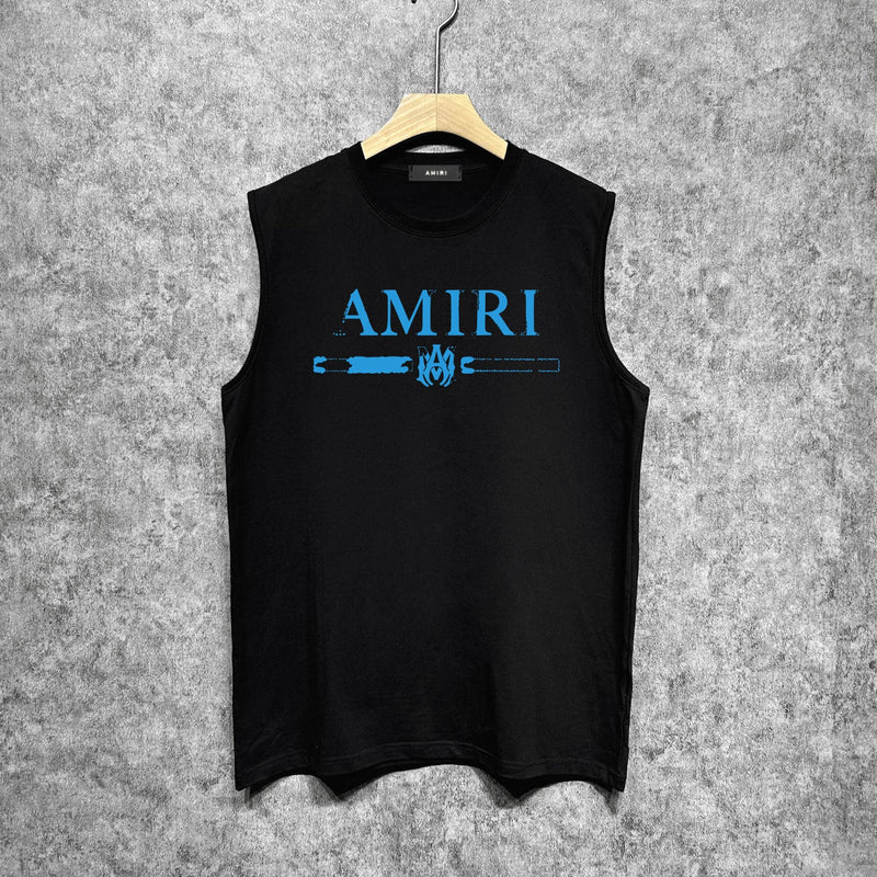 Amiri tank top with damaged letter horizontal stripesprinting