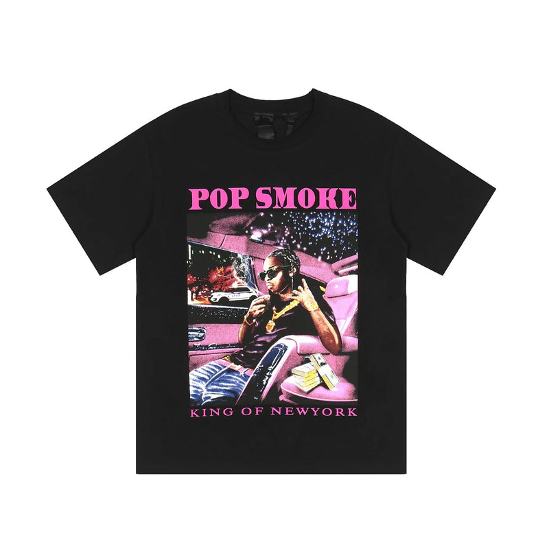 Vlone T Shirts Rapper Character Culture Big V Short Sleeve T-shirt Men and Women High Street Half Sleeve