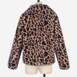 Women Fur Jacket Fluffy Leopard Coat