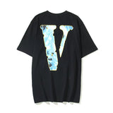 Vlone T Shirts Painted Graffiti Large V Short Sleeve T-shirt Men and Women Couple Street Hip Hop Half Sleeve