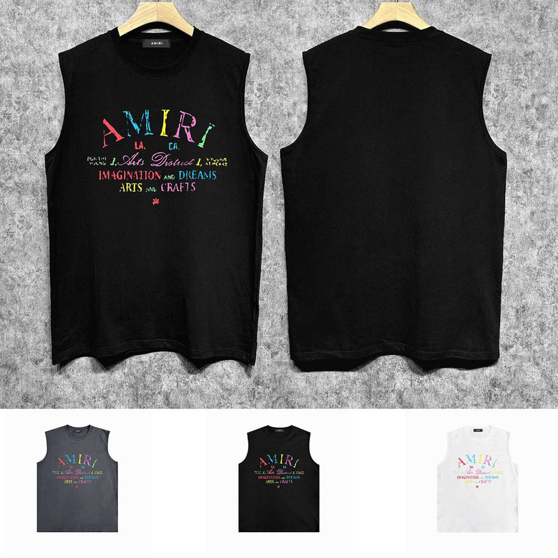 Amiri tank top watercolor cartoon letterprinting