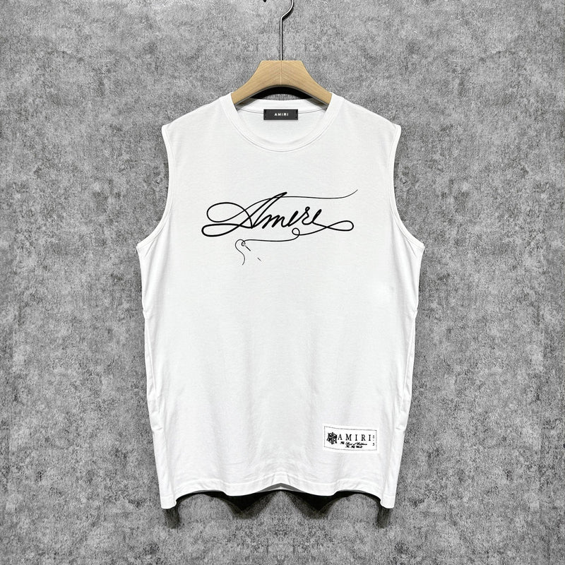 Amiri tank top needlework letterprinting