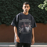 Mens Vintage T Shirt Printed Washed Old Short Sleeves
