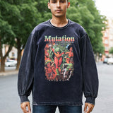 Mens Vintage Long Sleeve Shirt Cartoon Print Long Sleeve