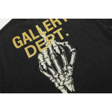 Unisex T-Shirts GALLERY DEPT Skull Middle Finger Print Loose T-Shirt