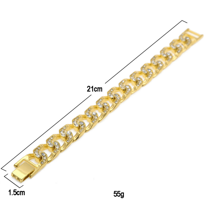 Bracelet Cuban Chain Miami Bracelet Gold Plated with Diamonds St. Valentine's Spectrum