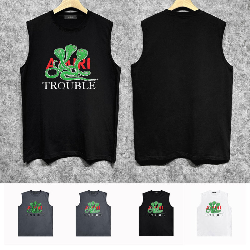 Amiri tank top cartoon colorful snake printing