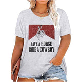 Plus Size Cowboy Shirt Cowgirls Tshirt Retro Rodeo Western