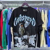 Godspeed T Shirts Astronaut Moon Landing Print Cotton Casual Short Sleeve Men and Women