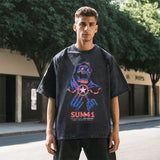 Mens Vintage T Shirt Cartoon Print Short Sleeve