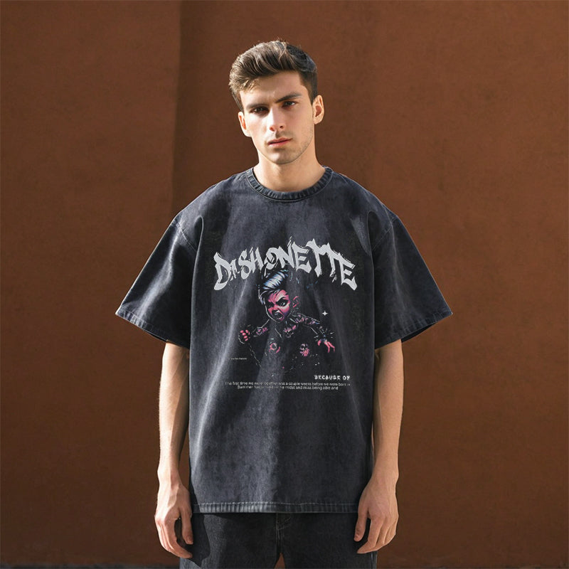 Mens Vintage T Shirt Flame Doberman Print
