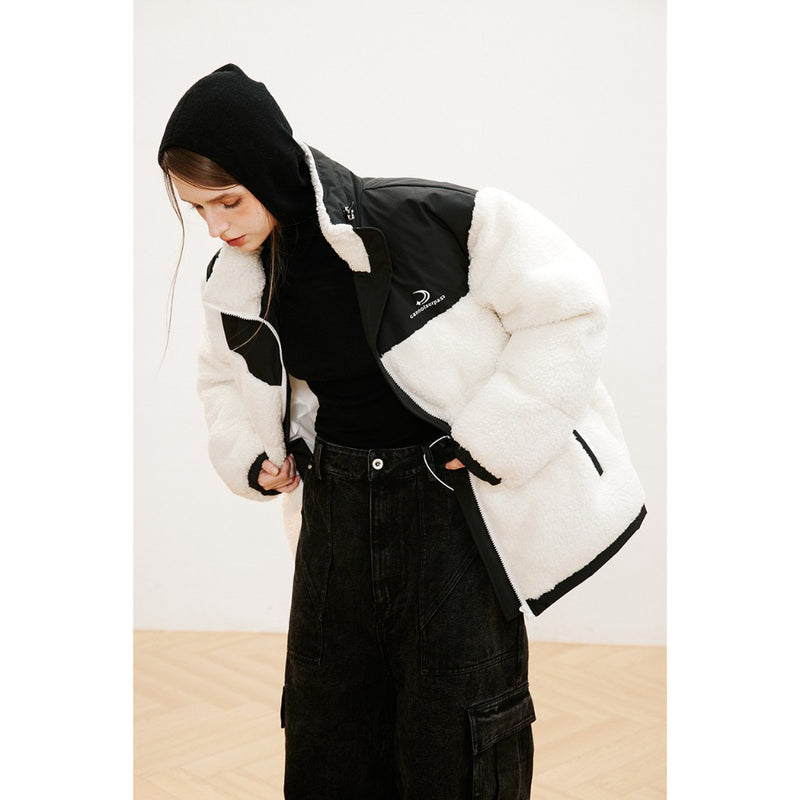 Unisex Coat Lamb Wool Loose Stitching Winter Plush