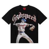 Godspeed T Shirts Skull Baseball Player No. 13 Cotton Crew Neck Short Sleeve Men and Women