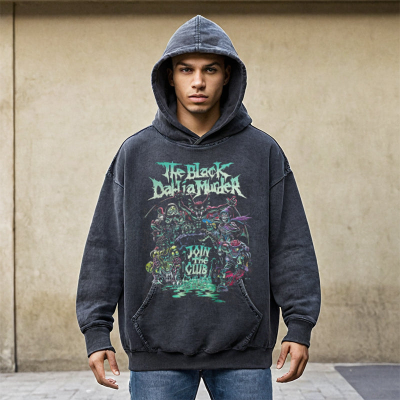 Mens Vintage Hoodie Washed Old Hooded Sweater