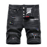 DSQ2 Short Jeans Ripped Patch Slim-fit Stretch Denim Shorts