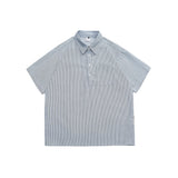 Unisex Shirt Retro Casual Blue Striped Loose