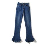 Women Jeans Slim Fit Bell-Bottom Pants Fleece-lined
