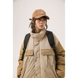 Unisex Coat Patchwork Stand-up Collar Winter Thickening