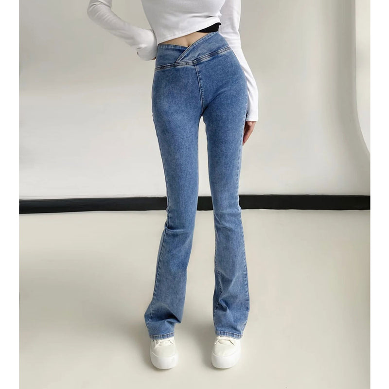 Women Jeans Slim Fit Skinny Bell-Bottom Pants