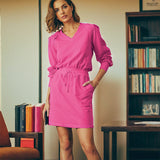 Modest Office Dresses Women's Solid Color Long Sleeve Dress