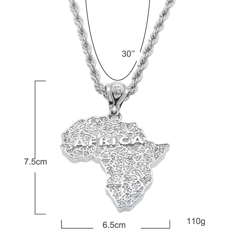 Jewelry Diamond Africa map Twist chain Africa map Spectrum