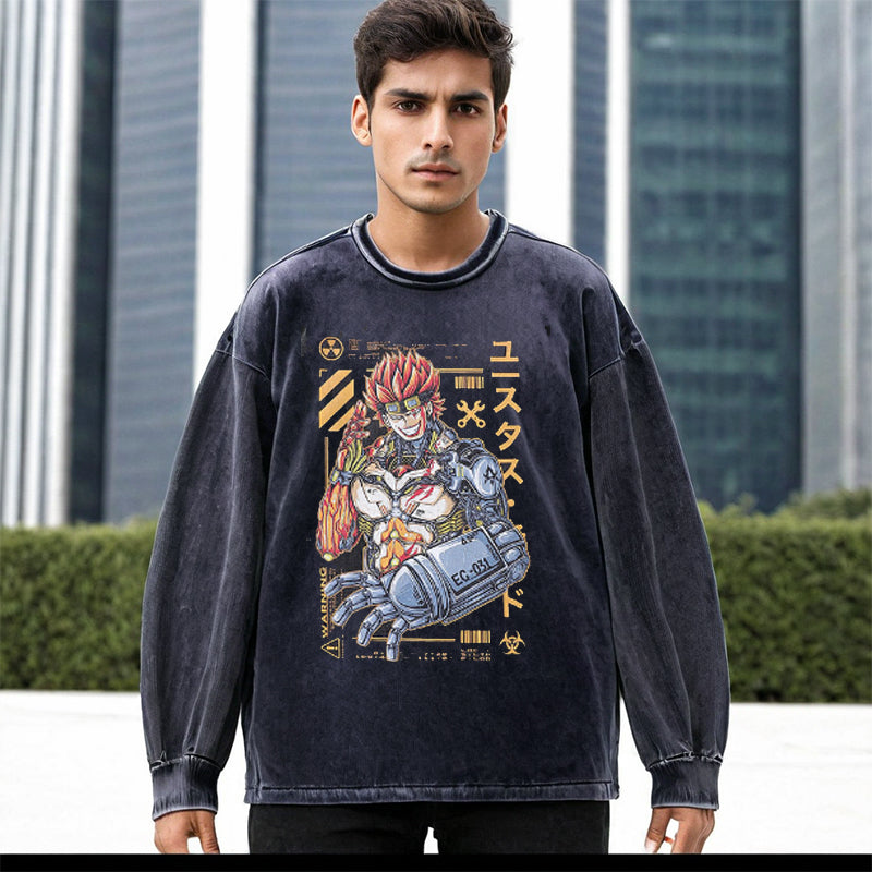 Mens Vintage Long Sleeve Shirt Printed Casual Couple Top