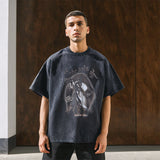 Mens Vintage T Shirt Printed Washed Old Short Sleeves