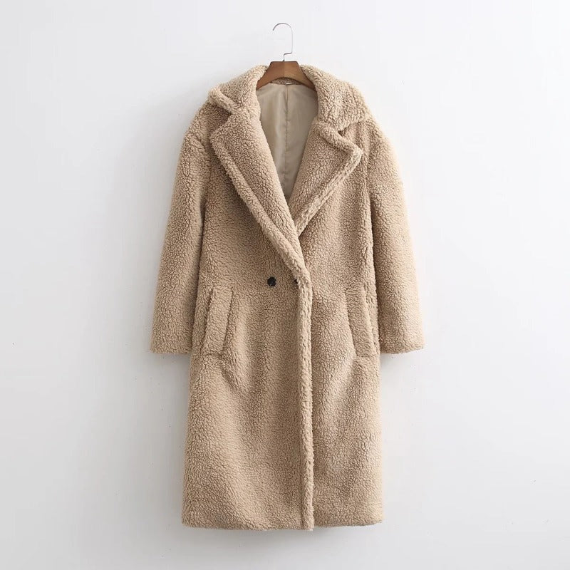 Women Cotton Coat Teddy Bear Faux Lamb Fur Coat