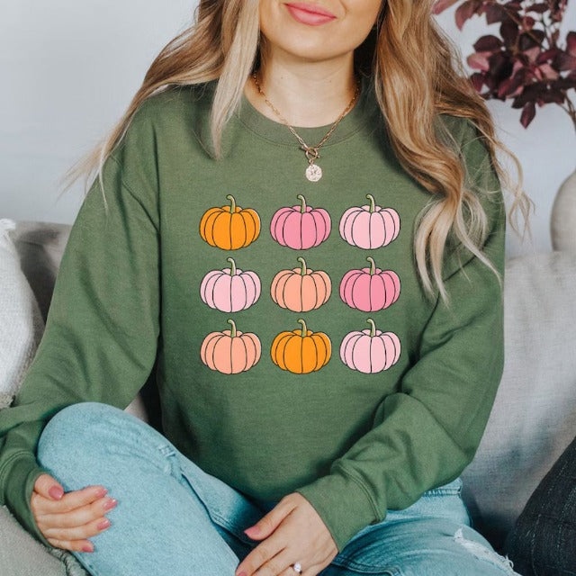 Fall Halloween Sweatshirt Pumpkin Cotton