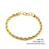 Bracelet HipHop 6mm Gold Plated Stainless Steel Twist Bracelet Spectrum
