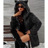Women Fur Jacket Warm and Cute Long Plush Coat