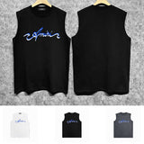 Amiri tank top blue art word printing