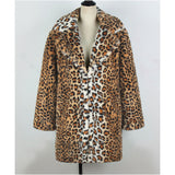 Women Fur Jacket Fashion Leopard Print Plush Coat
