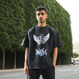 Mens Vintage T Shirt Anime Print Short Sleeve