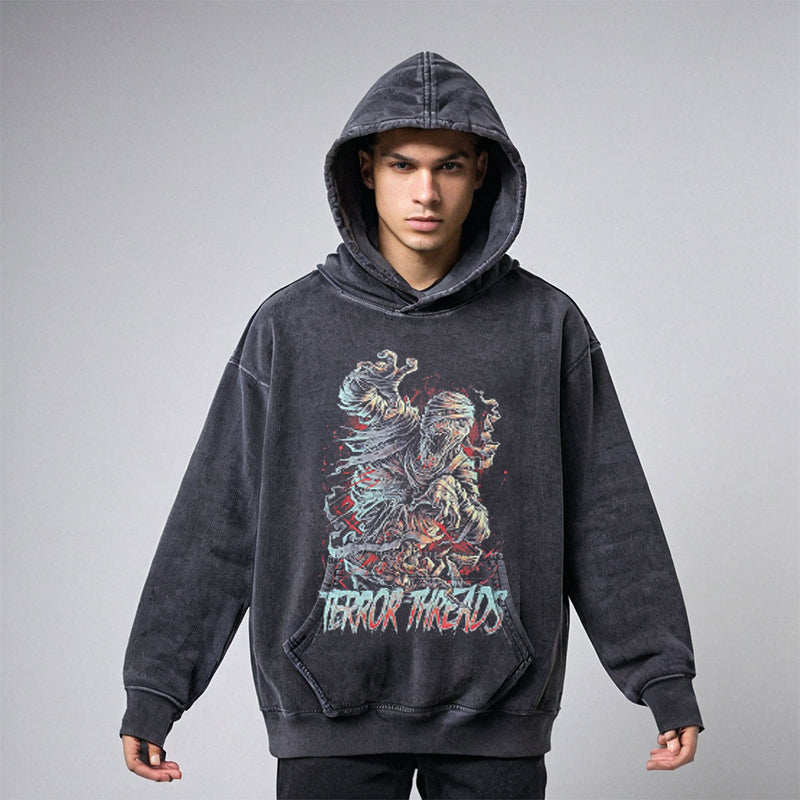 Mens Vintage Hoodie Washed Hooded Sweater Men and Women