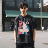 Mens Vintage T Shirt Printed Short Sleeve T-Shirt Men