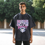 Mens Vintage T Shirt Anime Print Short Sleeve